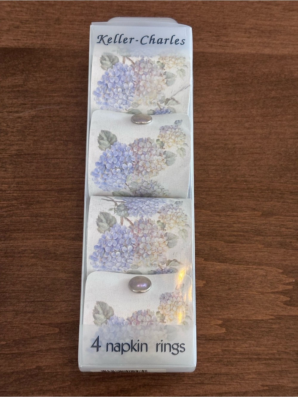 Keller-Charles Hydrangea Napkin Rings - Set of 4 (Lavender & Green)Made in Italy